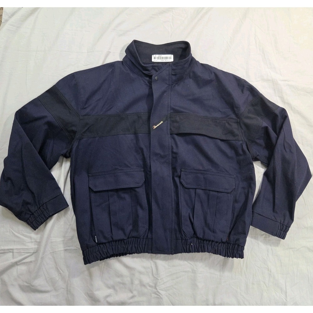 Workrite Flame Resistant FR Jacket Mens 2XLG Blue Full Zip Work Coat 12.4 (ATPV)